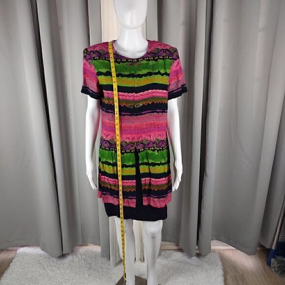 K.C. Spencer Vintage Multi Color Pattern Dress Size 12P - Picture 5 of 10